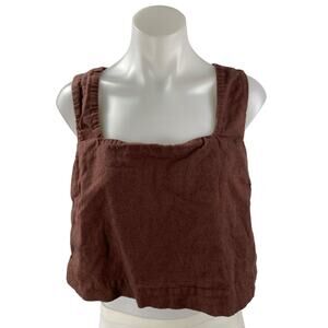Abercrombie & Fitch Brown Linen Sleeveless Square Neck Tank Crop Top Size M